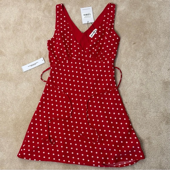 Princess Polly Nellie Red and White‎ Polka Dot Mini Dress Sz 4 - Picture 5 of 11